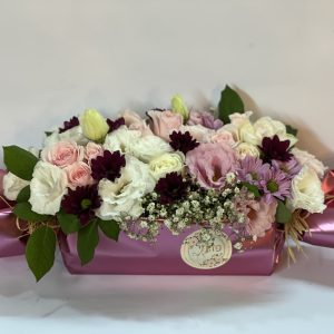 סידור פרחים סוכריה ורודה