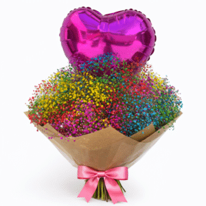 ענן צבעוני: זר גיבסניות צבעוני + בלון הליום