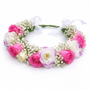 זר לראש - ורוד לבן