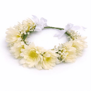 זר לראש - חרציות - לבן